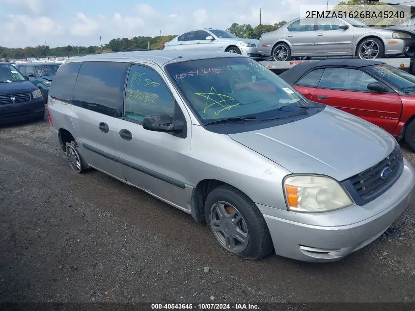 2006 Ford Freestar Se VIN: 2FMZA51626BA45240 Lot: 40543645