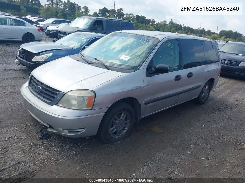 2006 Ford Freestar Se VIN: 2FMZA51626BA45240 Lot: 40543645