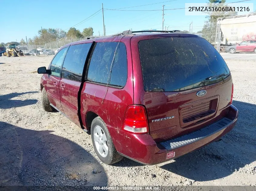 2006 Ford Freestar Se VIN: 2FMZA51606BA11216 Lot: 40549973