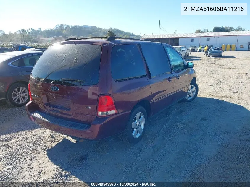 2006 Ford Freestar Se VIN: 2FMZA51606BA11216 Lot: 40549973