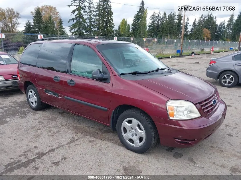 2006 Ford Freestar Se VIN: 2FMZA51656BA17058 Lot: 40651795