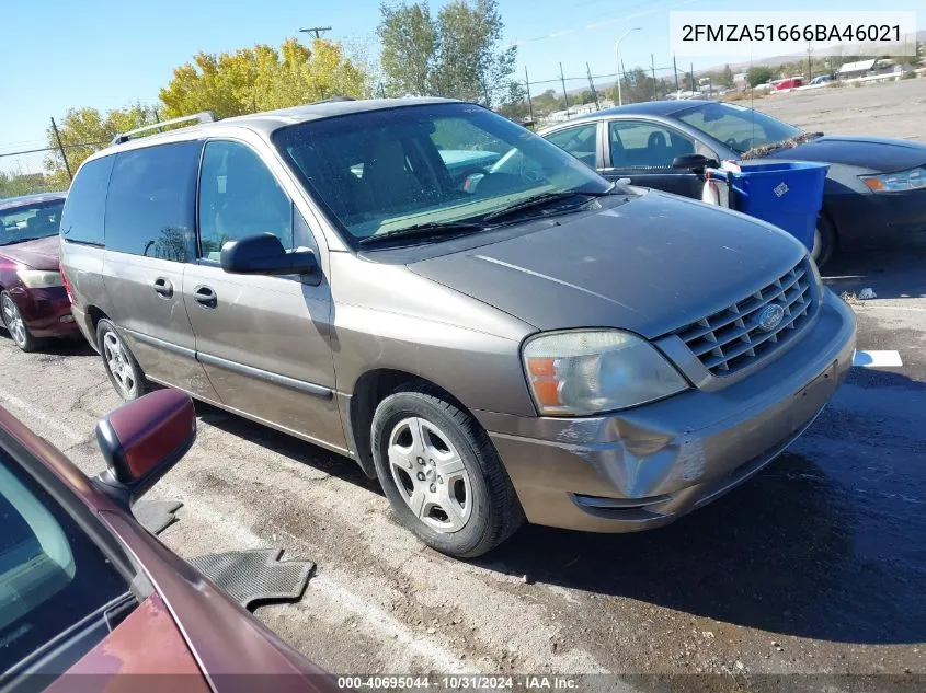 2006 Ford Freestar Se VIN: 2FMZA51666BA46021 Lot: 40695044