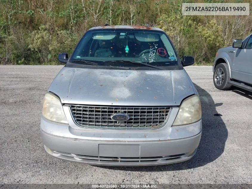 2006 Ford Freestar Sel VIN: 2FMZA52206BA19490 Lot: 40725560