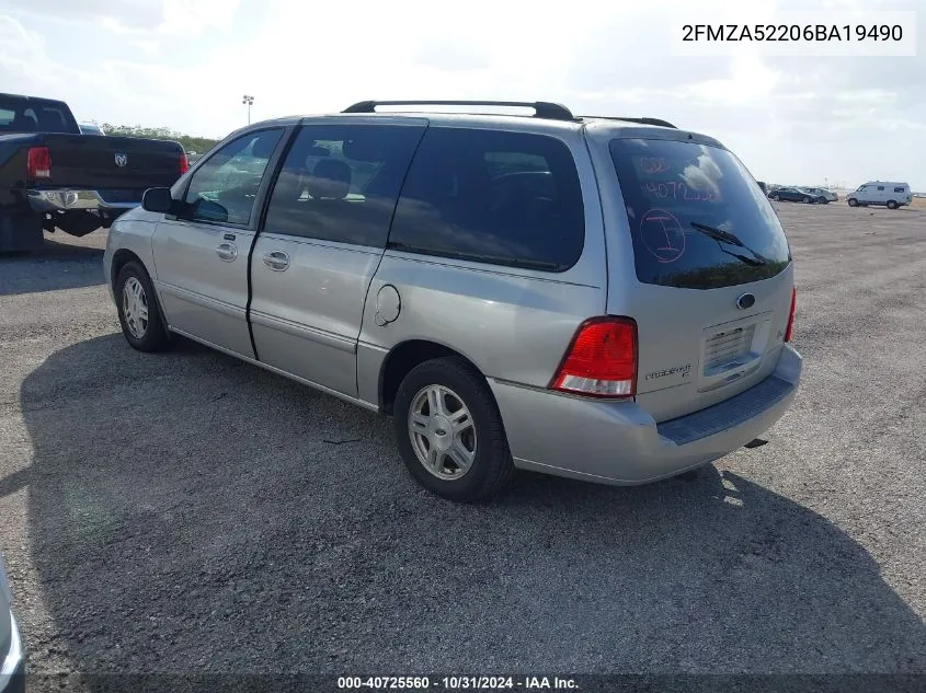 2006 Ford Freestar Sel VIN: 2FMZA52206BA19490 Lot: 40725560