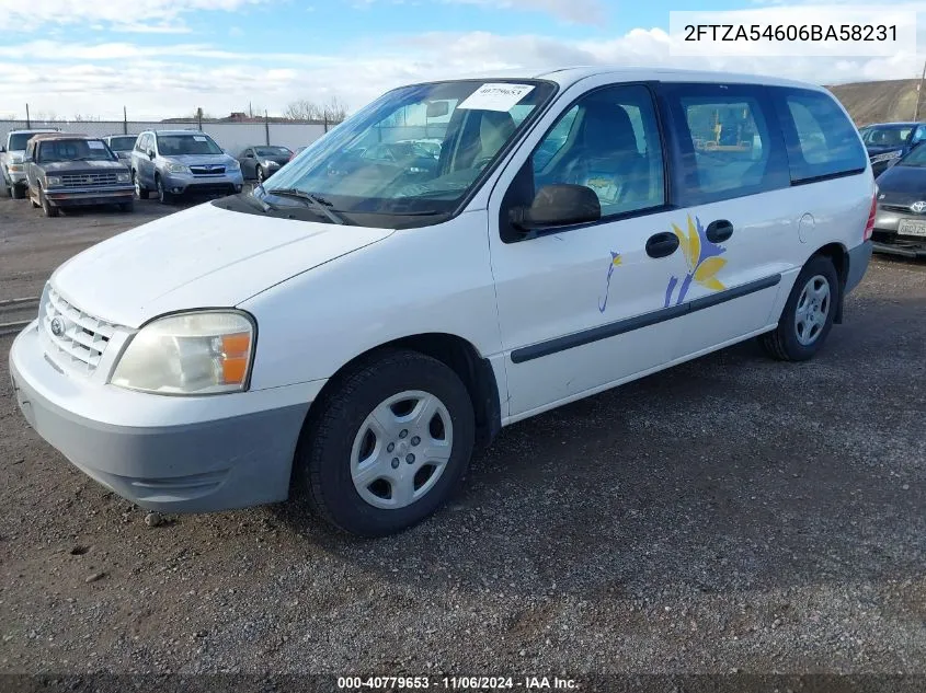 2006 Ford Freestar VIN: 2FTZA54606BA58231 Lot: 40779653