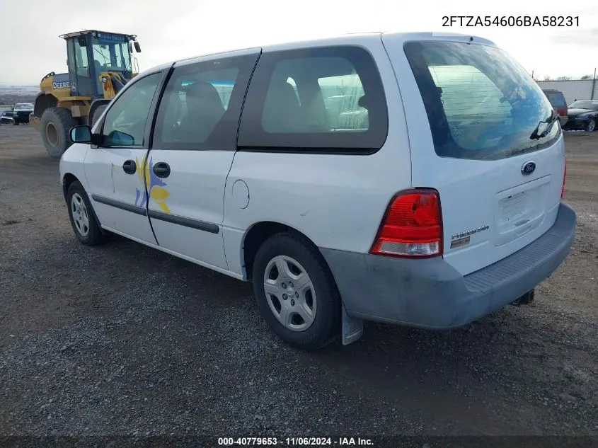 2006 Ford Freestar VIN: 2FTZA54606BA58231 Lot: 40779653