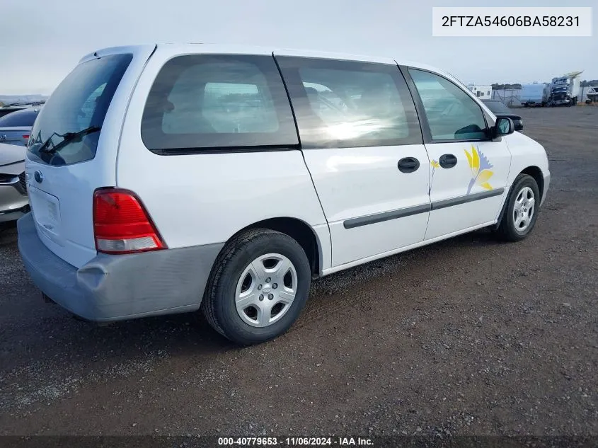 2006 Ford Freestar VIN: 2FTZA54606BA58231 Lot: 40779653