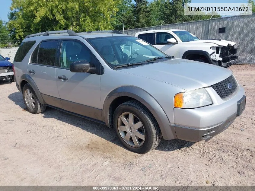 2005 Ford Freestyle Se VIN: 1FMZK01155GA43672 Lot: 39970363