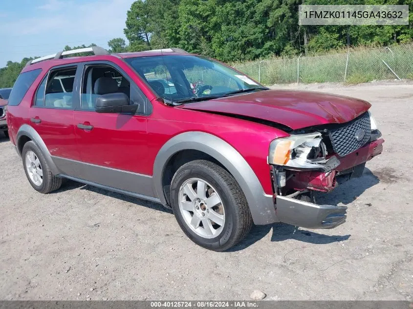 2005 Ford Freestyle Se VIN: 1FMZK01145GA43632 Lot: 40125724