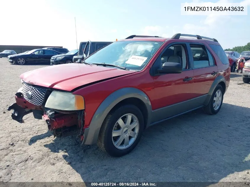 2005 Ford Freestyle Se VIN: 1FMZK01145GA43632 Lot: 40125724