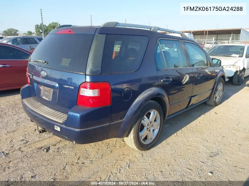 2005 Ford Freestyle Limited VIN: 1FMZK06175GA24288 Lot: 40192024