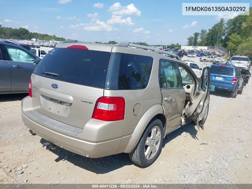 2005 Ford Freestyle Limited VIN: 1FMDK06135GA30292 Lot: 40411226