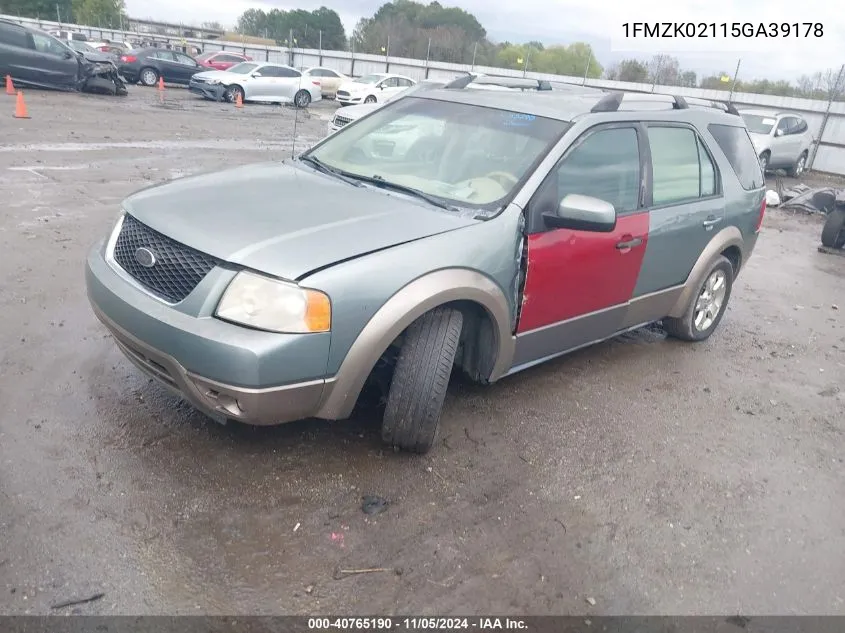 2005 Ford Freestyle Sel VIN: 1FMZK02115GA39178 Lot: 40765190