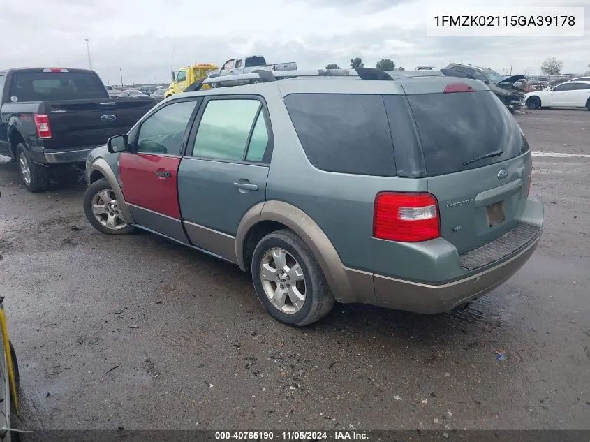 2005 Ford Freestyle Sel VIN: 1FMZK02115GA39178 Lot: 40765190