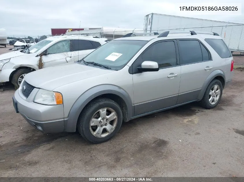 2006 Ford Freestyle Sel VIN: 1FMDK05186GA58026 Lot: 40203663