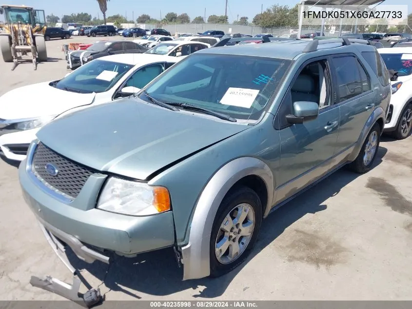 2006 Ford Freestyle Sel VIN: 1FMDK051X6GA27733 Lot: 40235998