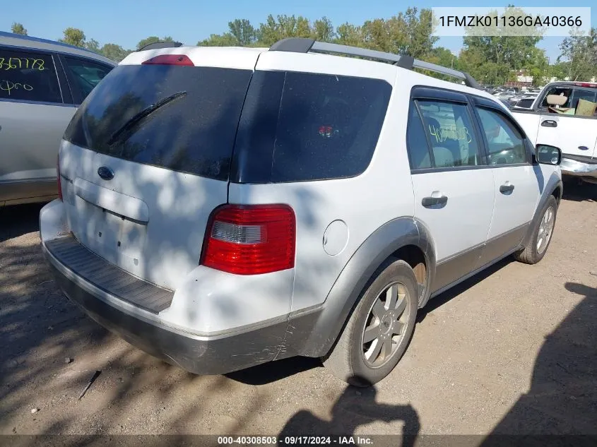 2006 Ford Freestyle Se VIN: 1FMZK01136GA40366 Lot: 40308503