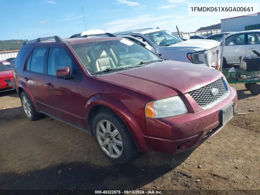 2006 Ford Freestyle Limited VIN: 1FMDK061X6GA00661 Lot: 40322875