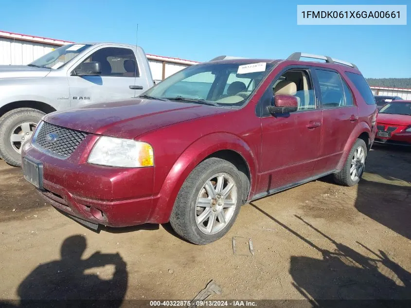 2006 Ford Freestyle Limited VIN: 1FMDK061X6GA00661 Lot: 40322875