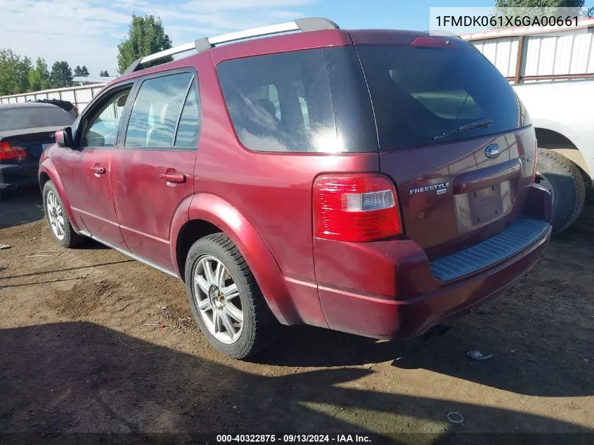 2006 Ford Freestyle Limited VIN: 1FMDK061X6GA00661 Lot: 40322875