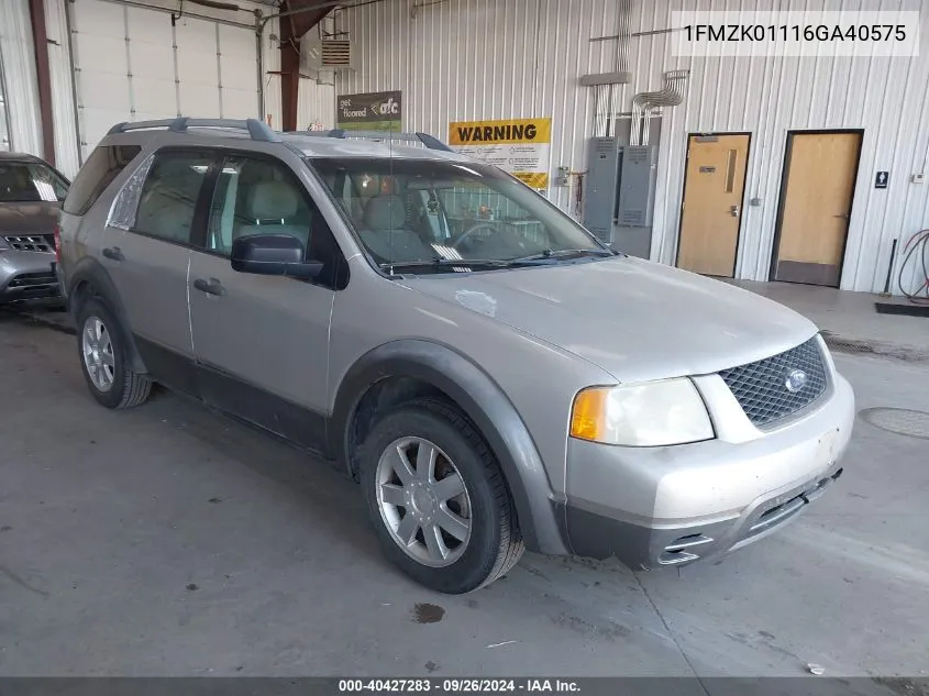 2006 Ford Freestyle Se VIN: 1FMZK01116GA40575 Lot: 40427283