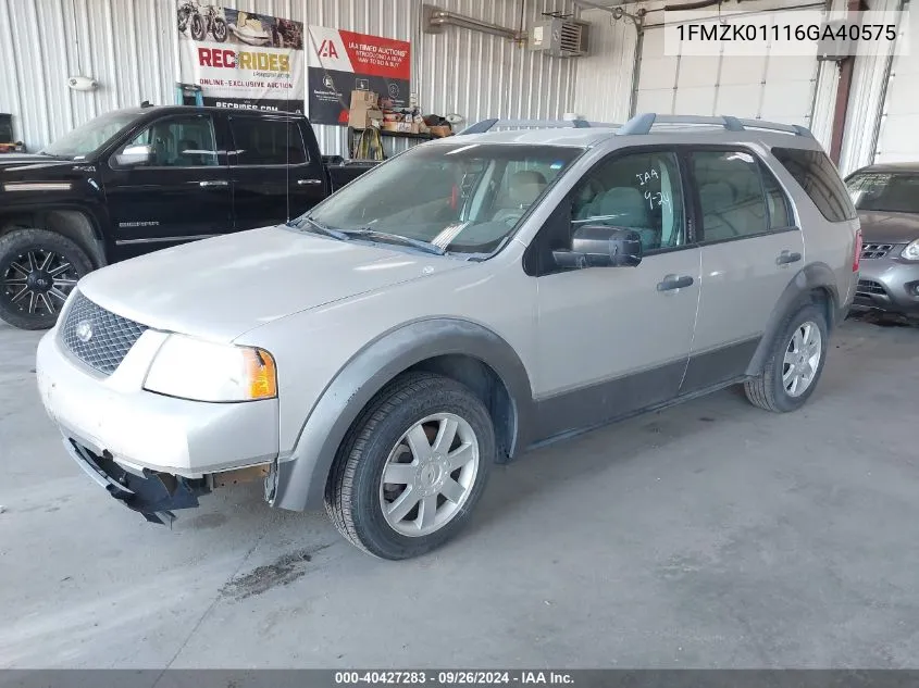 2006 Ford Freestyle Se VIN: 1FMZK01116GA40575 Lot: 40427283