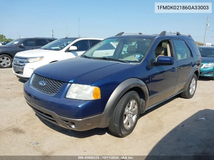 2006 Ford Freestyle Sel VIN: 1FMDK02186GA33003 Lot: 40555333