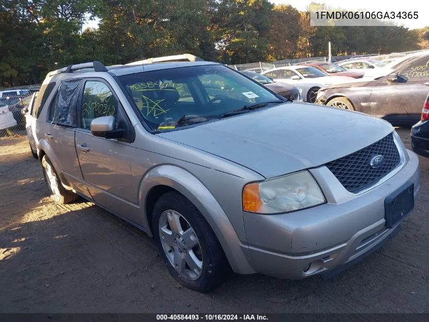 2006 Ford Freestyle Limited VIN: 1FMDK06106GA34365 Lot: 40584493