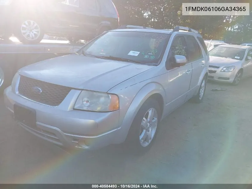 2006 Ford Freestyle Limited VIN: 1FMDK06106GA34365 Lot: 40584493