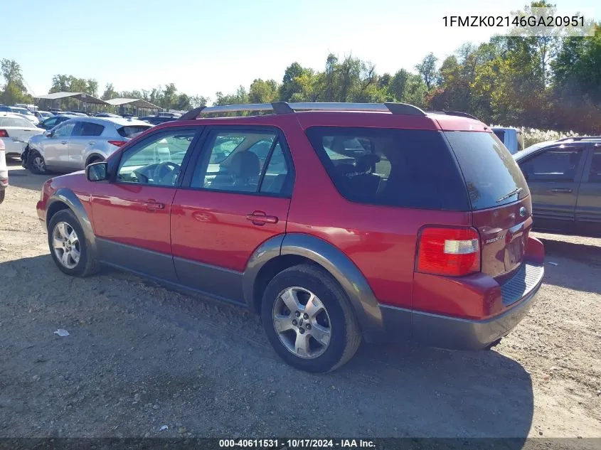 2006 Ford Freestyle Sel VIN: 1FMZK02146GA20951 Lot: 40611531