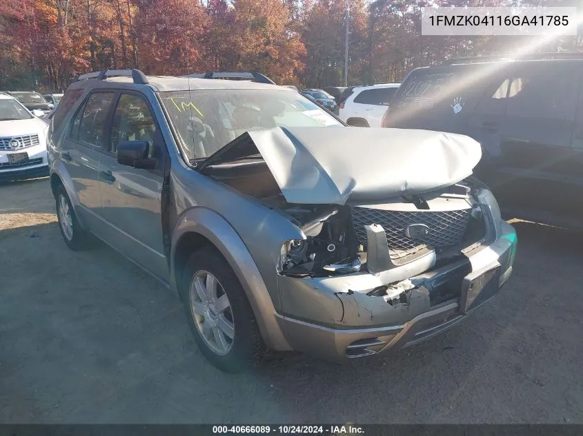 2006 Ford Freestyle Se VIN: 1FMZK04116GA41785 Lot: 40666089