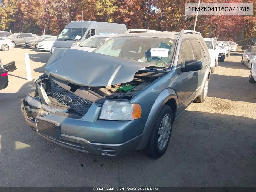 2006 Ford Freestyle Se VIN: 1FMZK04116GA41785 Lot: 40666089