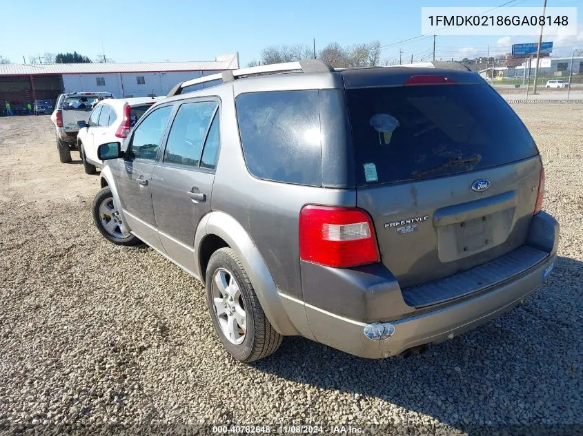 2006 Ford Freestyle Sel VIN: 1FMDK02186GA08148 Lot: 40782648