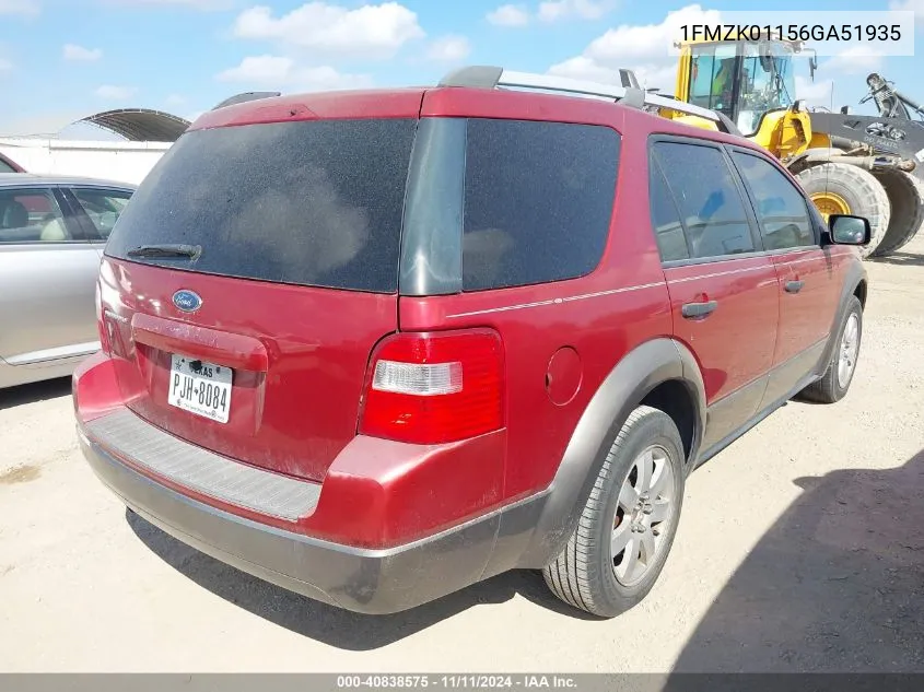 2006 Ford Freestyle Se VIN: 1FMZK01156GA51935 Lot: 40838575