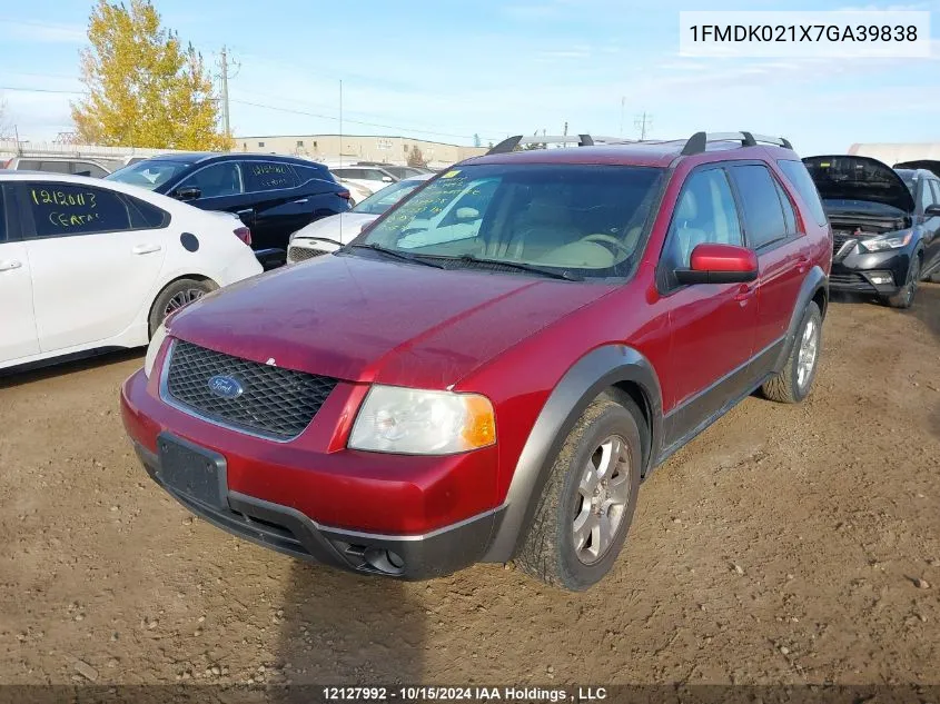 2007 Ford Freestyle Sel VIN: 1FMDK021X7GA39838 Lot: 12127992