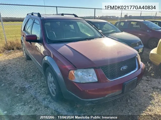 2007 Ford Freestyle Sel VIN: 1FMDK02177GA40834 Lot: 20182266