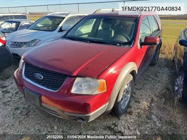 2007 Ford Freestyle Sel VIN: 1FMDK02177GA40834 Lot: 20182266