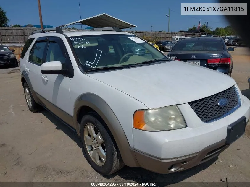 2007 Ford Freestyle Sel VIN: 1FMZK051X7GA11815 Lot: 40284296