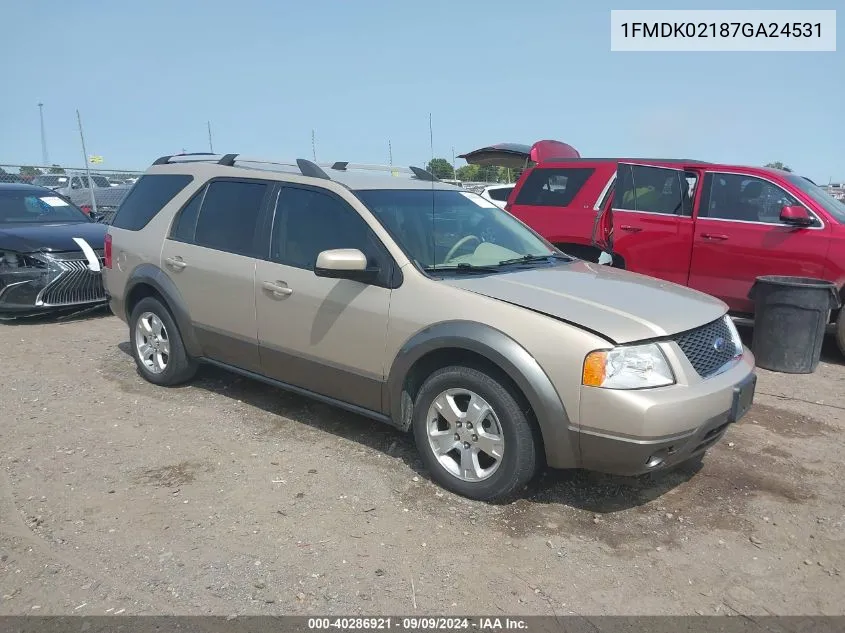 2007 Ford Freestyle Sel VIN: 1FMDK02187GA24531 Lot: 40286921