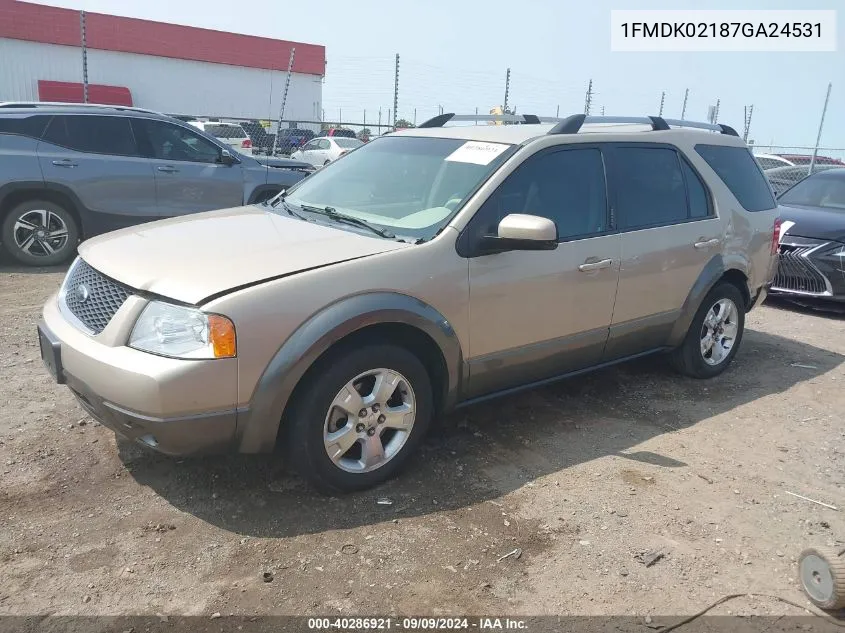 2007 Ford Freestyle Sel VIN: 1FMDK02187GA24531 Lot: 40286921