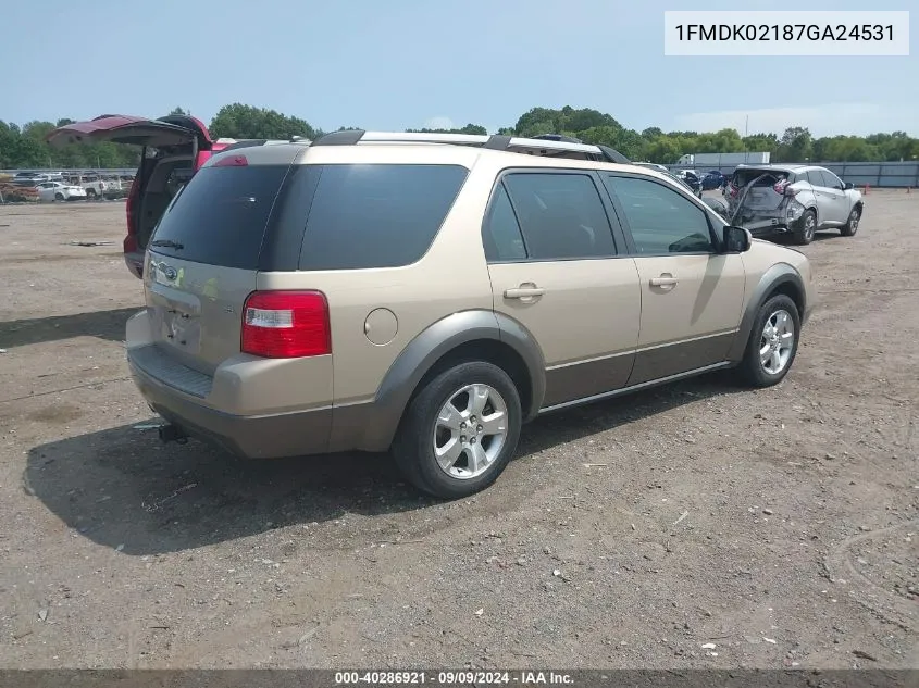 2007 Ford Freestyle Sel VIN: 1FMDK02187GA24531 Lot: 40286921