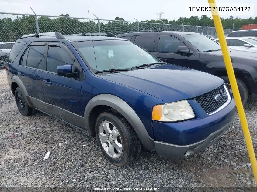 2007 Ford Freestyle Sel VIN: 1FMDK02187GA34122 Lot: 40329228