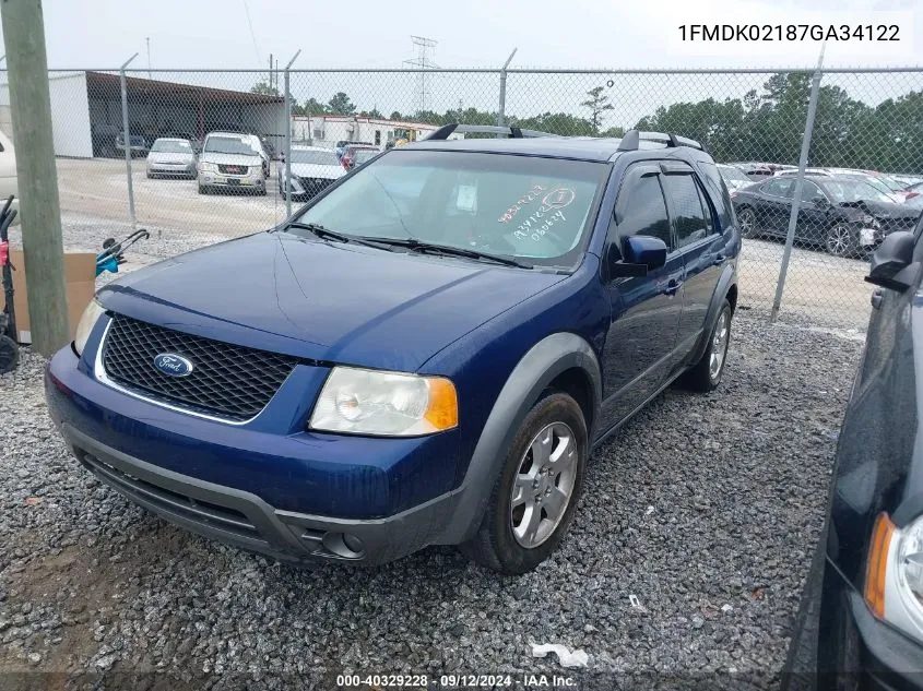 2007 Ford Freestyle Sel VIN: 1FMDK02187GA34122 Lot: 40329228