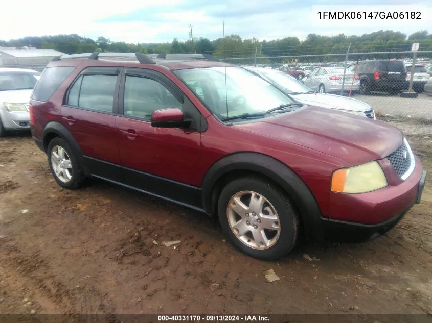 2007 Ford Freestyle Limited VIN: 1FMDK06147GA06182 Lot: 40331170