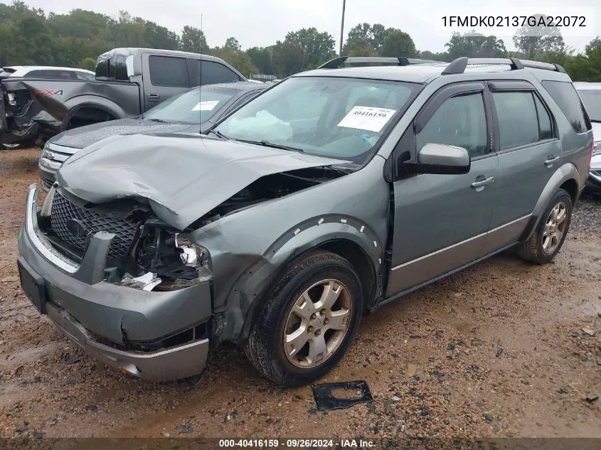 2007 Ford Freestyle Sel VIN: 1FMDK02137GA22072 Lot: 40416159