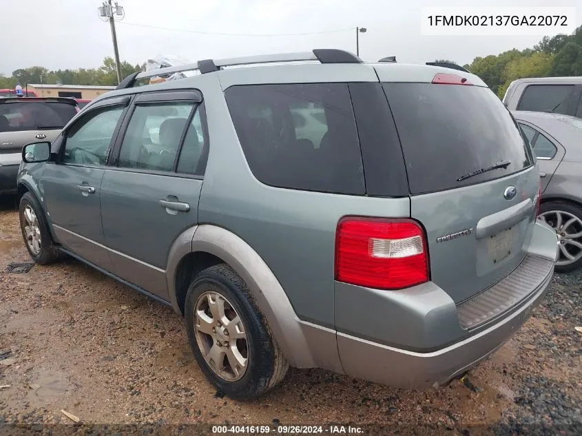 2007 Ford Freestyle Sel VIN: 1FMDK02137GA22072 Lot: 40416159