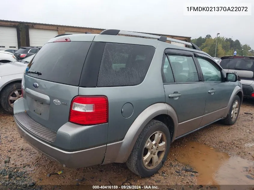 2007 Ford Freestyle Sel VIN: 1FMDK02137GA22072 Lot: 40416159