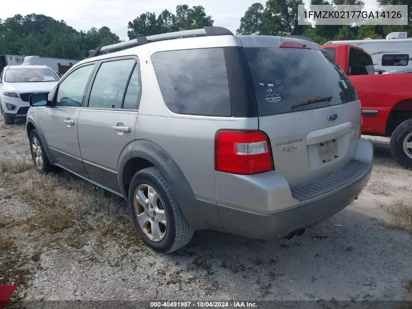 2007 Ford Freestyle Sel VIN: 1FMZK02177GA14126 Lot: 40491987