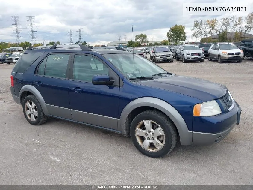 2007 Ford Freestyle Sel VIN: 1FMDK051X7GA34831 Lot: 40604495