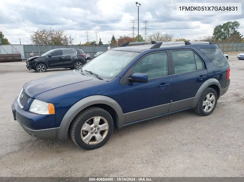 2007 Ford Freestyle Sel VIN: 1FMDK051X7GA34831 Lot: 40604495